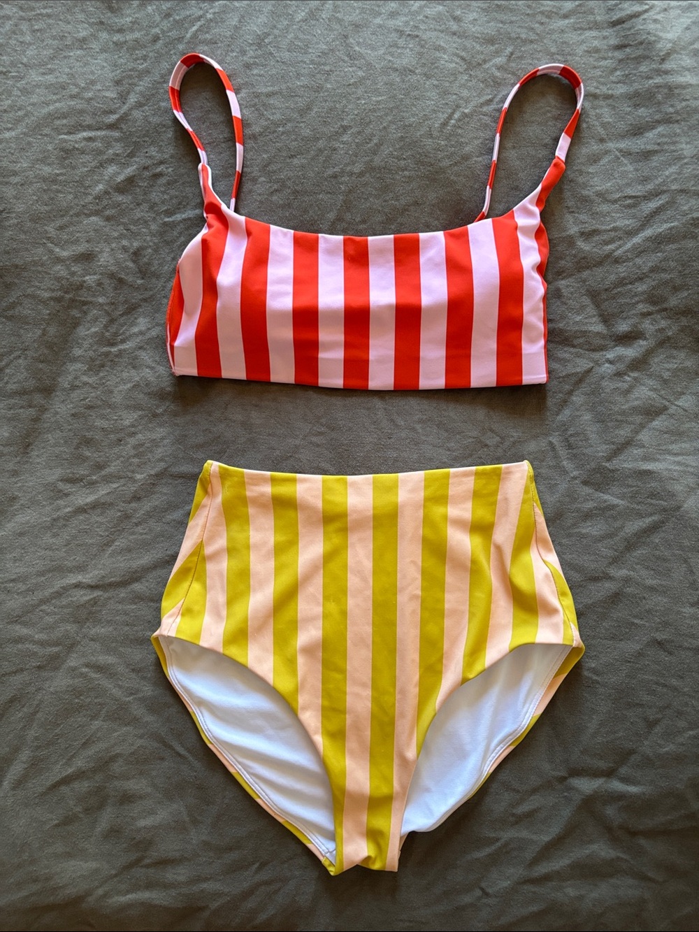 Hanna Andersson Striped Two-Piece Bikini in Red, Pink and Yellow